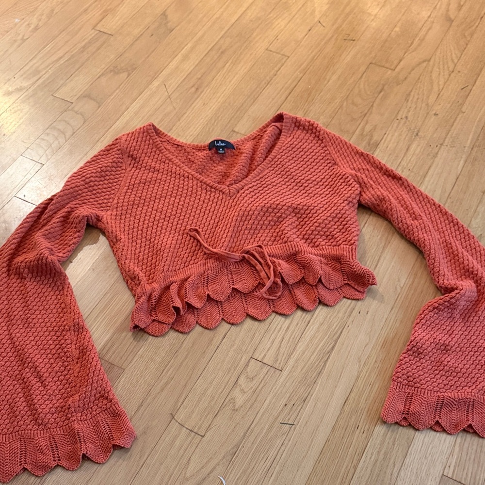 Lulu's Terracotta Knit Crop Top